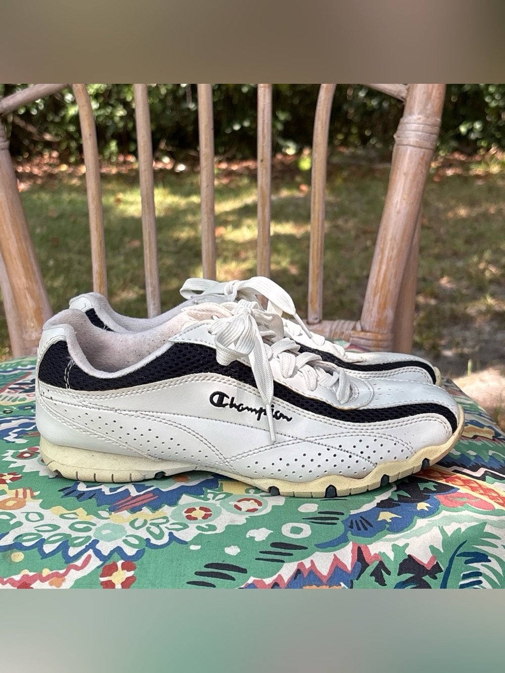 Vintage Champion Y2K White & Navy Sneakers